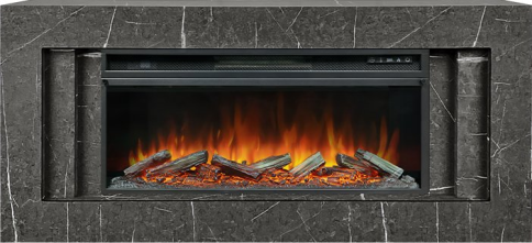 Каминокомплект Line 42 SFT Stone Touch (разборный) - Серый мрамор с очагом Vision 42 LOG LED фото 1