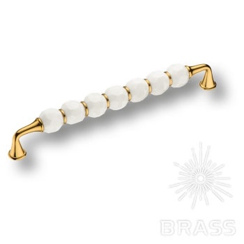 Brass Ручка скоба 2537-319-192 латунь глянцевое золото с белыми кристаллами 192 мм фото 1
