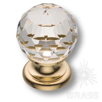 Brass Ручка кнопка эксклюзивная коллекция 9933-100 глянцевое золото с кристаллом Swarovski фото 1