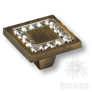 Brass Ручка кнопка 0771-013-2 латунь состаренная латунь с кристаллами Swarovski фото 1