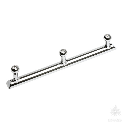 Brass Крючок мебельный трехрожковый с кристаллом 0493-005-3 SWR глянцевый хром фото 1