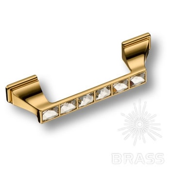 Brass Ручка скоба эксклюзивная коллекция 15.139.96.SWA.19 глянцевое золото с кристаллами Swarovski 96 мм   фото 1