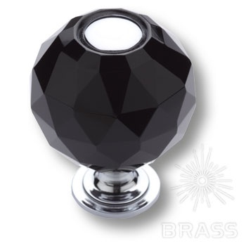 Brass Ручка кнопка 0737-520-2-BLACK латунь глянцевый хром с черным кристаллом фото 1