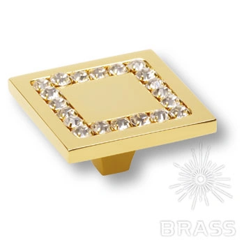 Brass Ручка кнопка 0771-030-3 латунь глянцевое золото 24K с кристаллами Swarovski фото 1