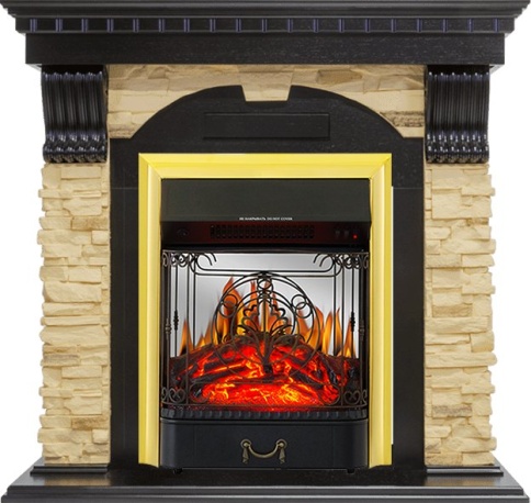 Каминокомплект Dublin - Венге / Сланец с очагом Majestic FX M Brass фото 2