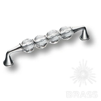 Brass Ручка скоба 2537-005-128 латунь глянцевый хром с кристаллами 128 мм фото 1