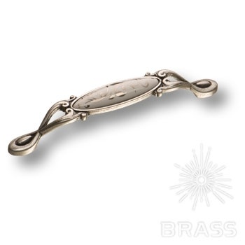 Brass Ручка скоба 15.090.128.PO23W.16 цветочный орнамент / старое серебро 128 мм фото 1