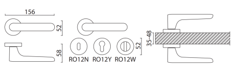 Brass Ручка дверная HA193RO12 ELX1 ELLIPSE брашированный графит фото 2