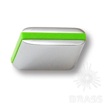 Brass Ручка кнопка 429025MP02PL13 глянцевый хром с зеленой вставкой 16 мм фото 1