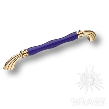 Brass Ручка скоба 1905-60-192-COBALT синий / глянцевое золото 192 мм фото 1