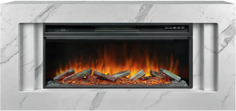 Каминокомплект Line 42 SFT White Marble (Разборный) - Белый мрамор с очагом Vision 42 LOG LED фото 1