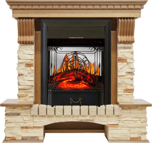 Каминокомплект Pierre Luxe - Дуб / Сланец с очагом Majestic FX M Black фото 1