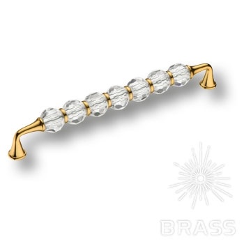 Brass Ручка скоба 2537-003-192 латунь глянцевое золото с кристаллами 192 мм фото 1