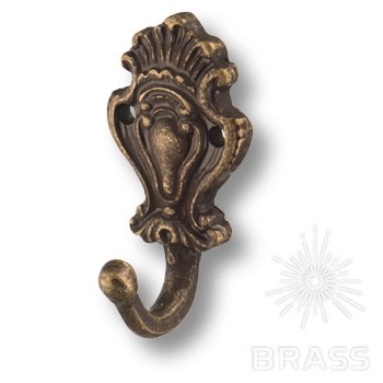 Brass Крючок мебельный однорожковый 151030O античная бронза фото 1