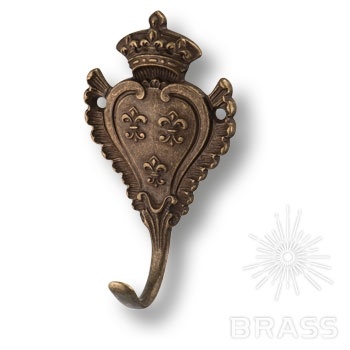 Brass Крючок мебельный однорожковый 152010O античная бронза фото 1