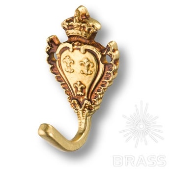 Brass Крючок мебельный однорожковый 152030H французское золото фото 1