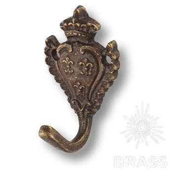 Brass Крючок мебельный однорожковый 152030O античная бронза фото 1