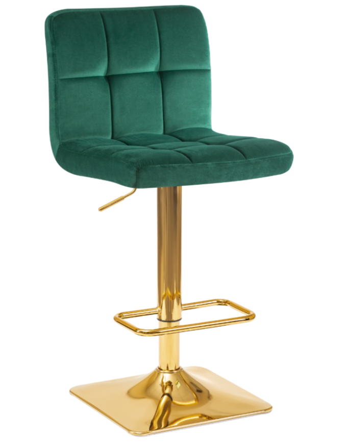 Стул барный Модель № 1 (сиденье-зеленый велюр, основание-золото) фото 1