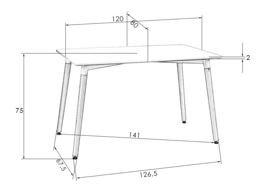 Стол обеденный Модель № 1 (размер 1200х80) (столешница белая, ножки-светлый бук) фото 2