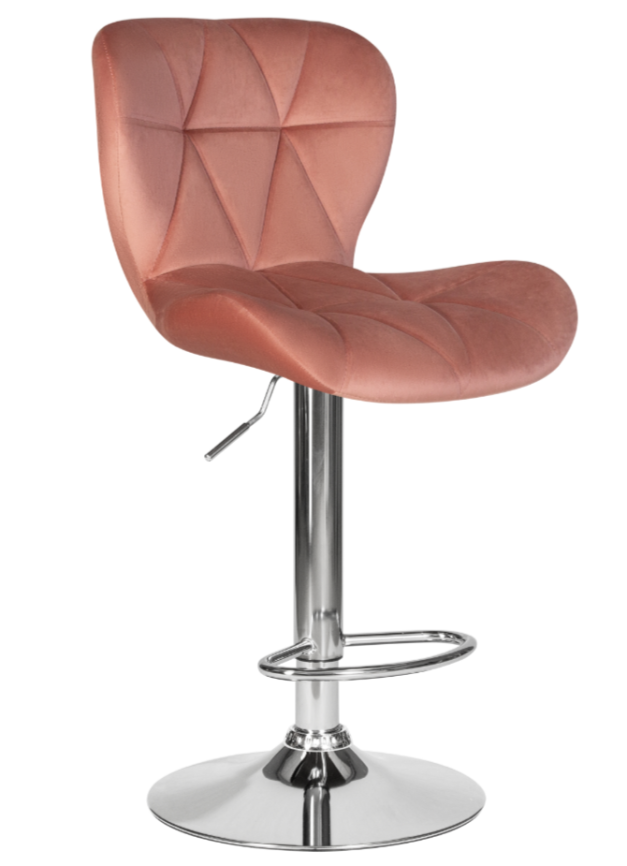Стул барный Модель № 11 (сиденье - пудрово-розовый велюр, основание -  хром) фото 1