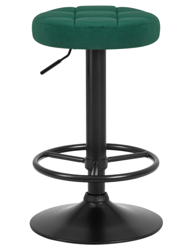 Табурет барный Модель № 1  (сиденье-зеленый велюр, основание-черный) фото 1