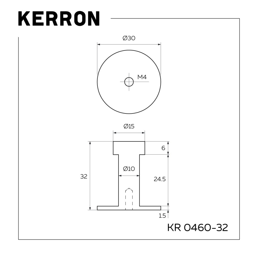Крючок мебельный однорожковый KR 0460-32 ST сталь 32 мм фото 2
